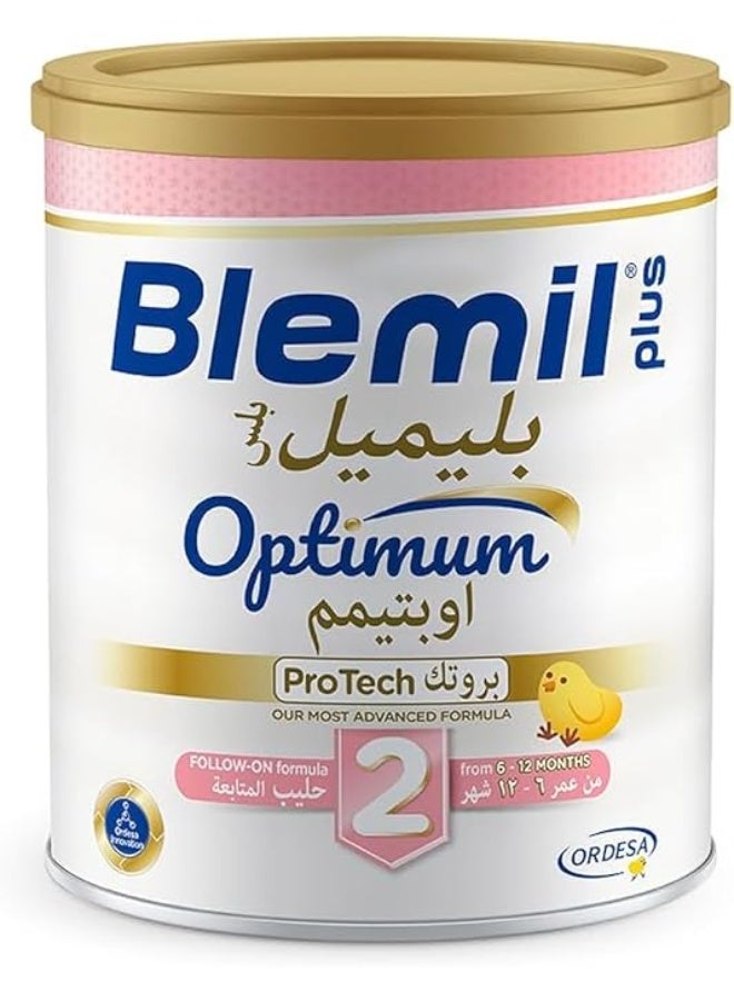 حليب بليميل بلس 2 أوبتيموم بروتيك 400 غرام، تركيبة متابعة حليب البقر للأطفال من عمر 6 إلى 12 شهرًا